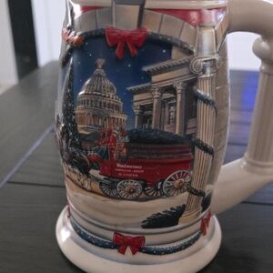Budweiser Festive Stein with Red and Blue Details